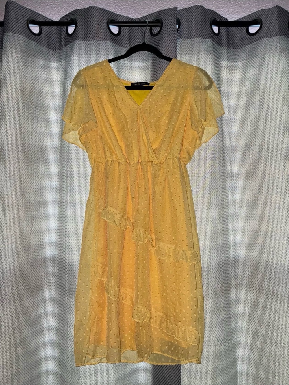 Adrienne Vittadini Yellow Ruffled Dress